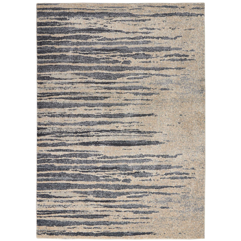 Foundstone Belle Navy Blue/Beige Abstract Area Rug Wayfair